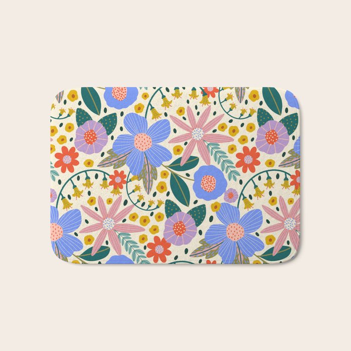 Pure Joy - colorful Floral  Bath Mat Gallery Image 1