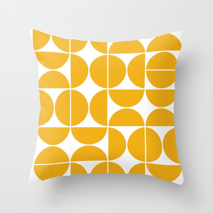 Mid Century Modern Geometric 04 Yellow Throw Pillow Gallery Image 1