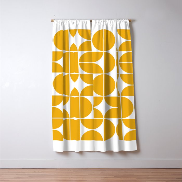 Mid Century Modern Geometric 04 Yellow Window Curtain Gallery Image 3
