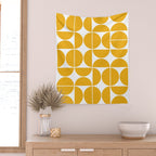 Mid Century Modern Geometric 04 Yellow Wall Tapestry Gallery Image 2
