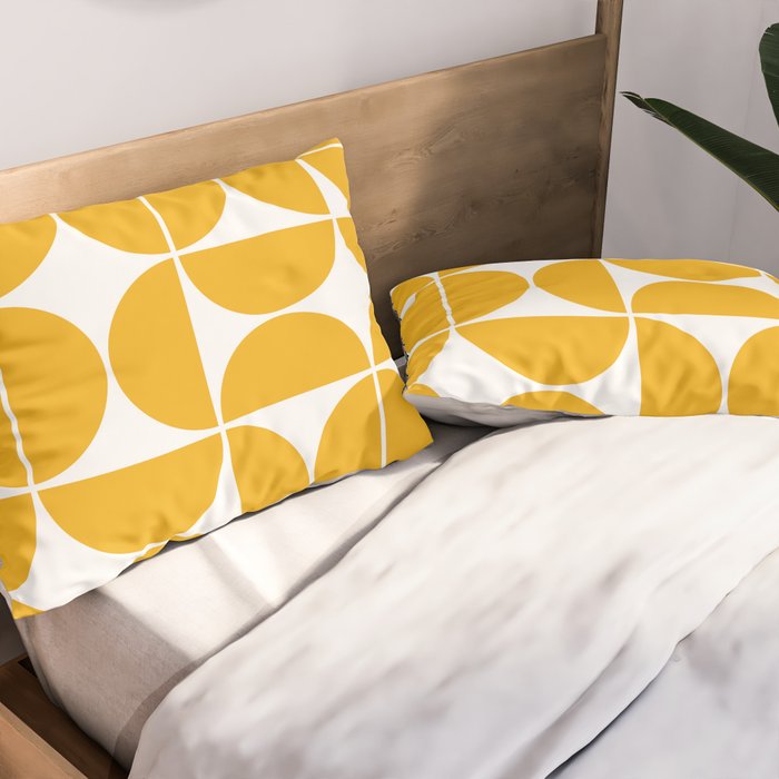 Mid Century Modern Geometric 04 Yellow Pillow Sham Gallery Image 2