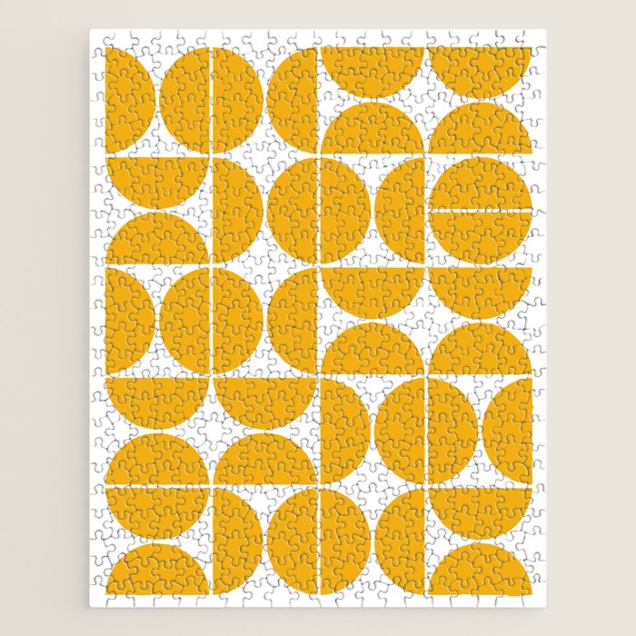 Mid Century Modern Geometric 04 Yellow Jigsaw Puzzle Gallery Image 1