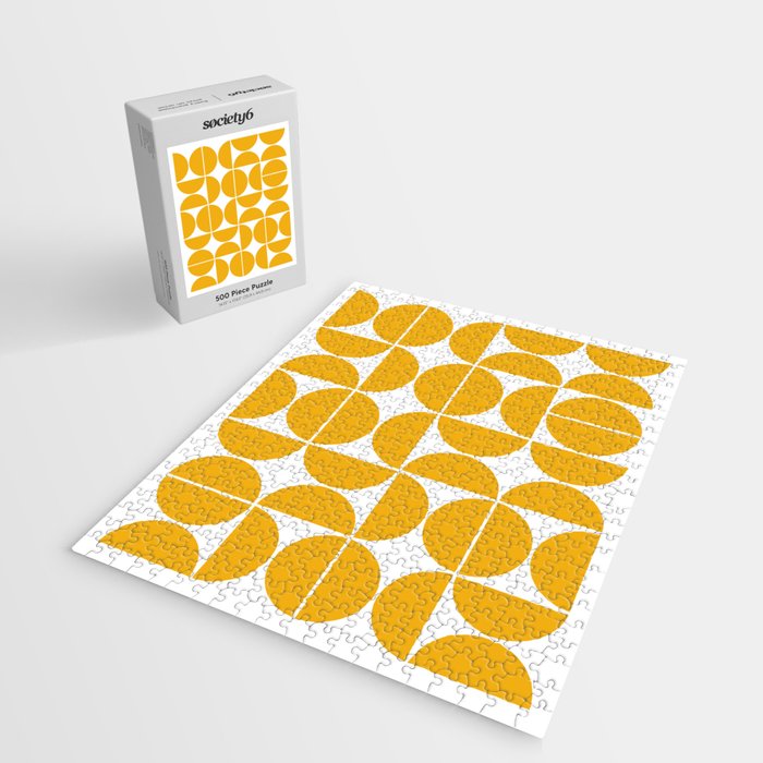 Mid Century Modern Geometric 04 Yellow Jigsaw Puzzle Gallery Image 2