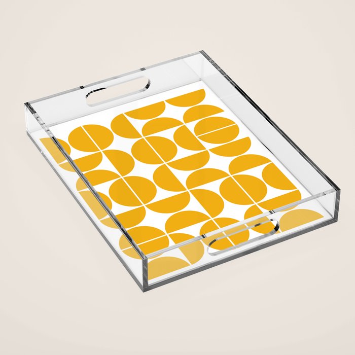 Mid Century Modern Geometric 04 Yellow Acrylic Tray Gallery Image 1