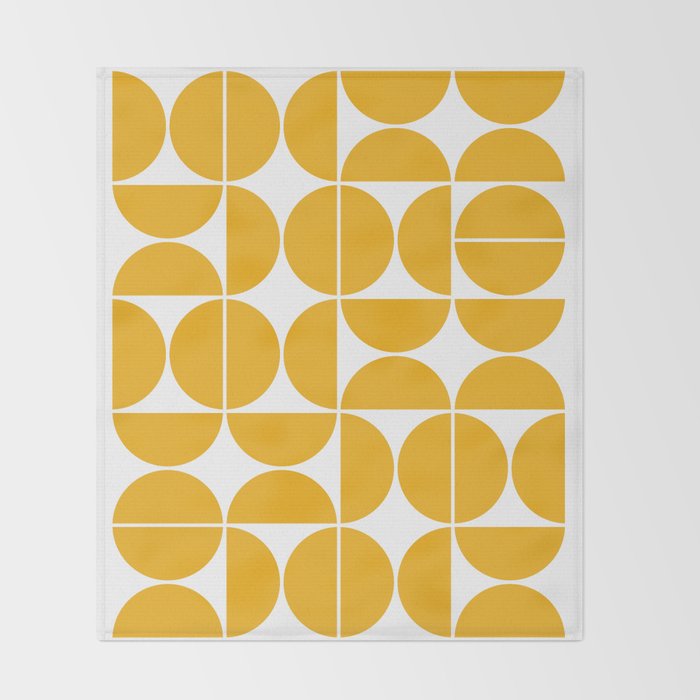 Mid Century Modern Geometric 04 Yellow Throw Blanket Gallery Image 2
