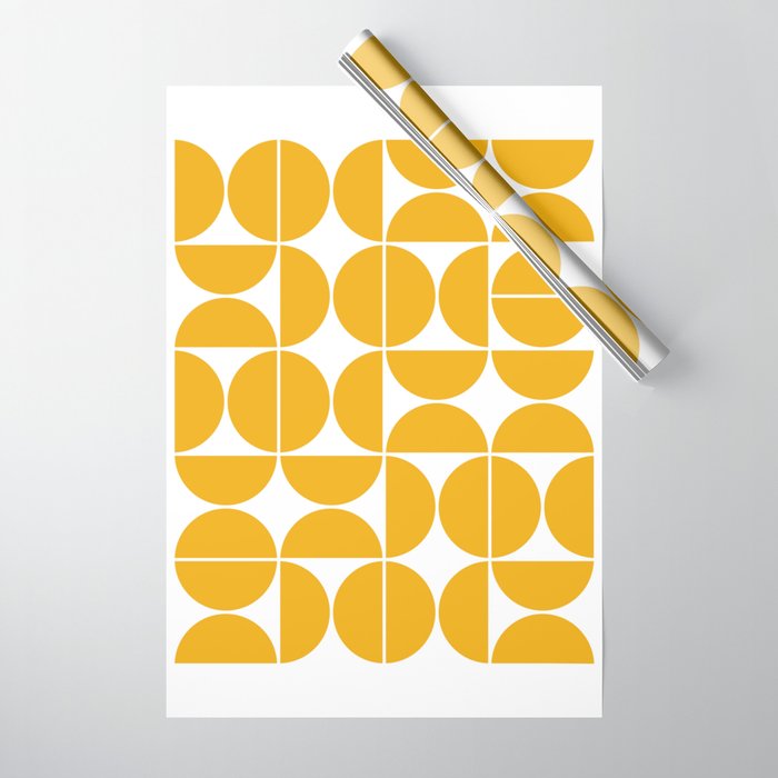Mid Century Modern Geometric 04 Yellow Wrapping Paper Gallery Image 1