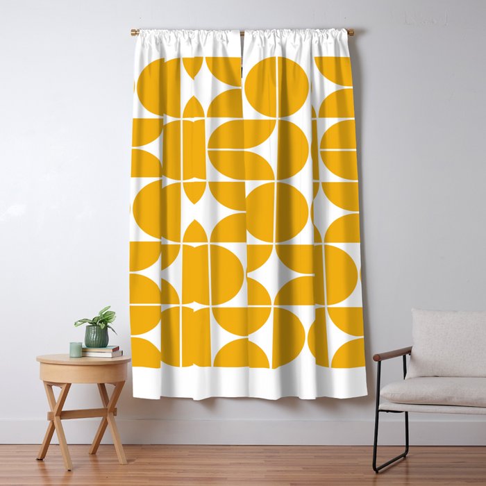 Mid Century Modern Geometric 04 Yellow Window Curtain Gallery Image 5
