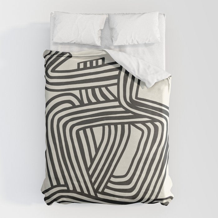 Line art lady with hat Duvet Cover Gallery Image 6