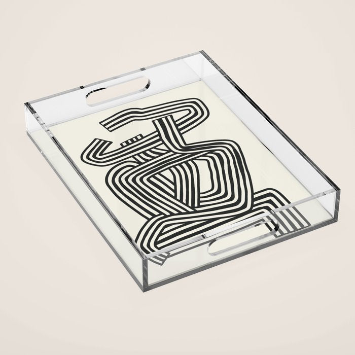Line art lady with hat Acrylic Tray Gallery Image 1