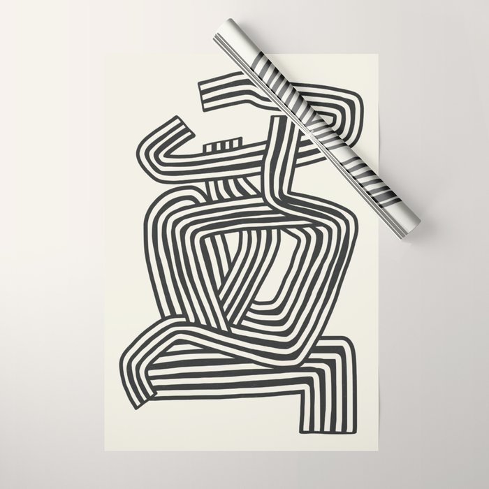 Line art lady with hat Wrapping Paper Gallery Image 1
