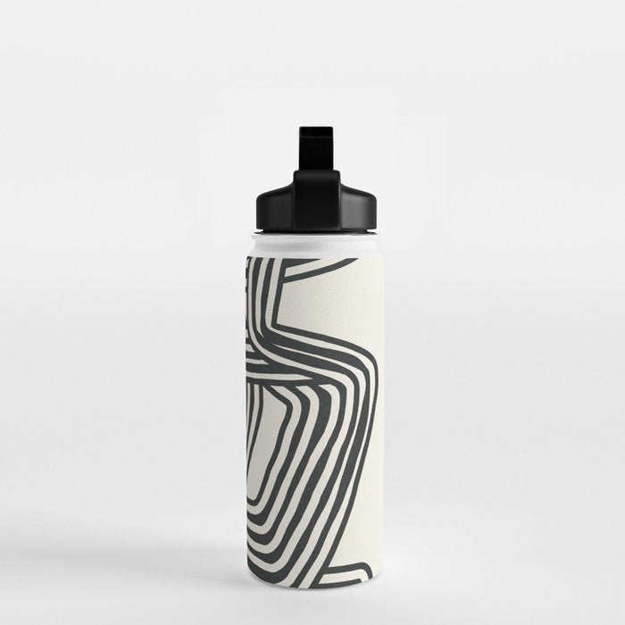 Line art lady with hat Water Bottle Gallery Image 2