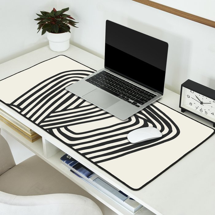 Line art lady with hat Desk Mat Gallery Image 2