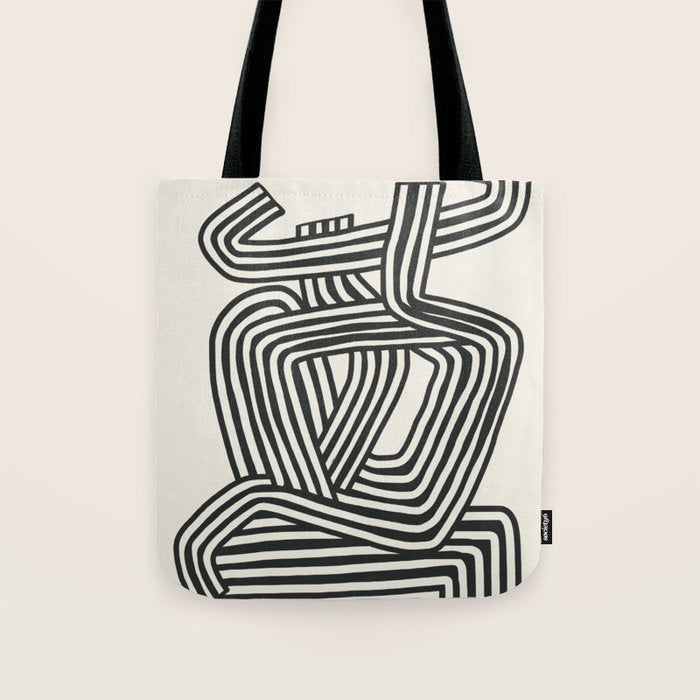Line art lady with hat Tote Bag Gallery Image 1
