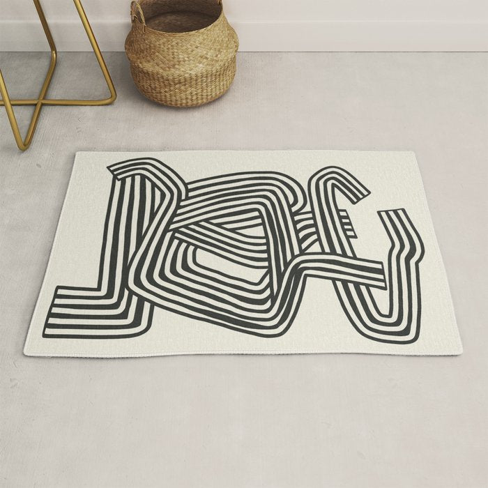 Line art lady with hat Rug Gallery Image 1