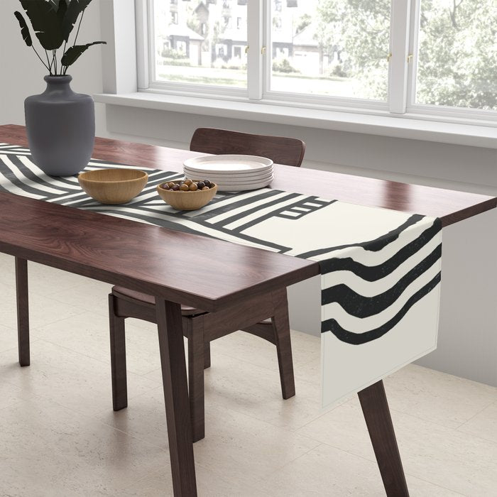 Line art lady with hat Table Runner Gallery Image 2