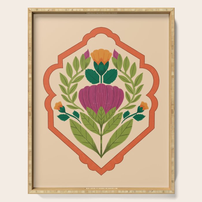 Vintage Pressed Flower Illustration Serving Tray Gallery Image 1