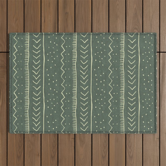 Moroccan Stripe in Leaf Green Outdoor Rug Gallery Image 1