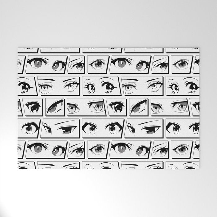 Anime eye cartoon comic art pattern Welcome Mat Gallery Image 1