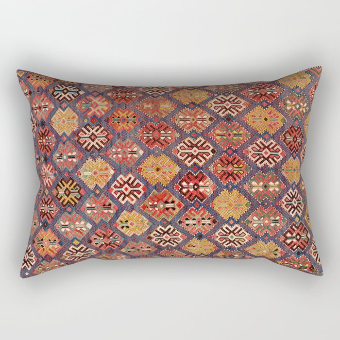 Azeri Zili Azerbaijan South Causasus Antique Rug Print Rectangular Pillow Gallery Image 1