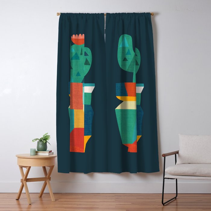 Blooming cactus in cracked pot Window Curtain Gallery Image 1