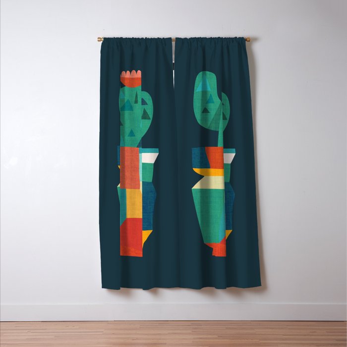 Blooming cactus in cracked pot Window Curtain Gallery Image 3