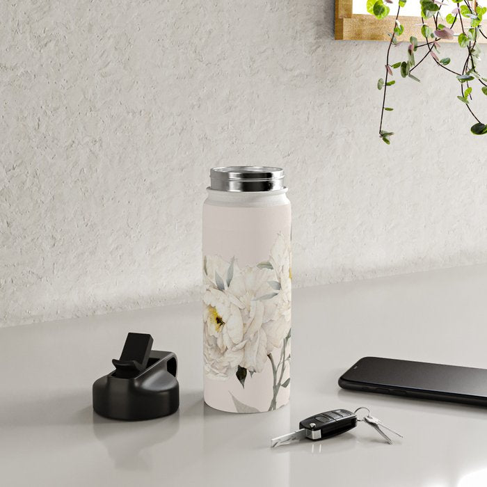 White Peonies Water Bottle Gallery Image 5