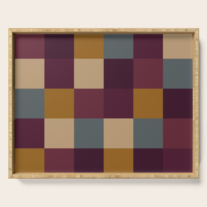 Bold Autumn Checks Pattern - Large XIII Serving Tray Gallery Image 1