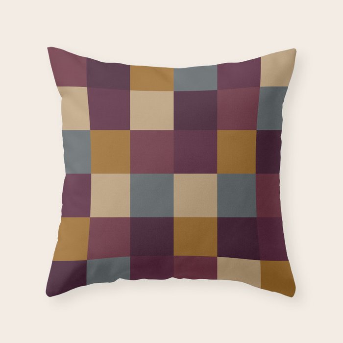 Bold Autumn Checks Pattern - Large XIII Throw Pillow Gallery Image 1