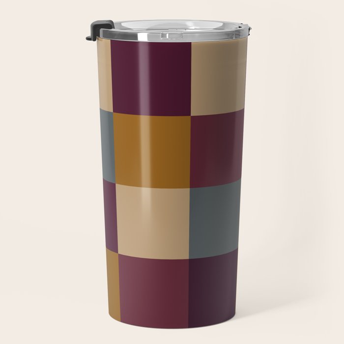 Bold Autumn Checks Pattern - Large XIII Travel Mug Gallery Image 3