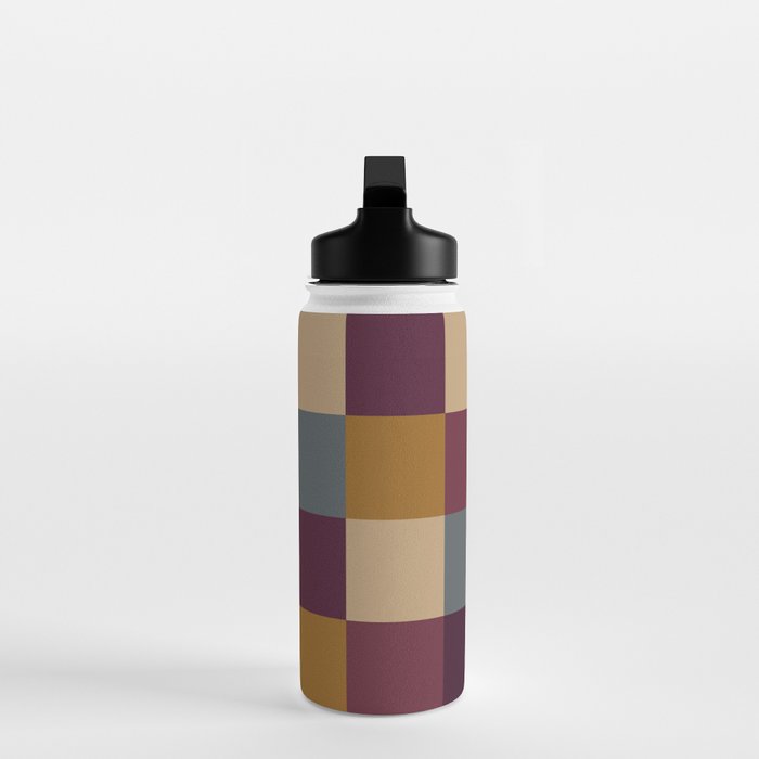 Bold Autumn Checks Pattern - Large XIII Water Bottle Gallery Image 3