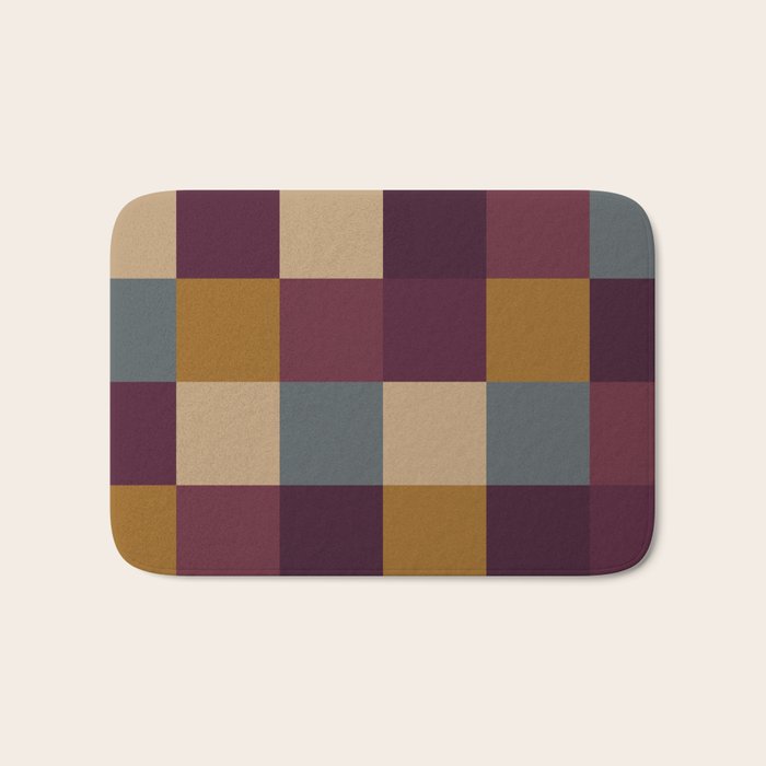 Bold Autumn Checks Pattern - Large XIII Bath Mat Gallery Image 1