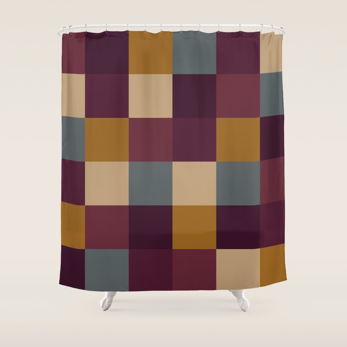 Bold Autumn Checks Pattern - Large XIII Shower Curtain Gallery Image 1