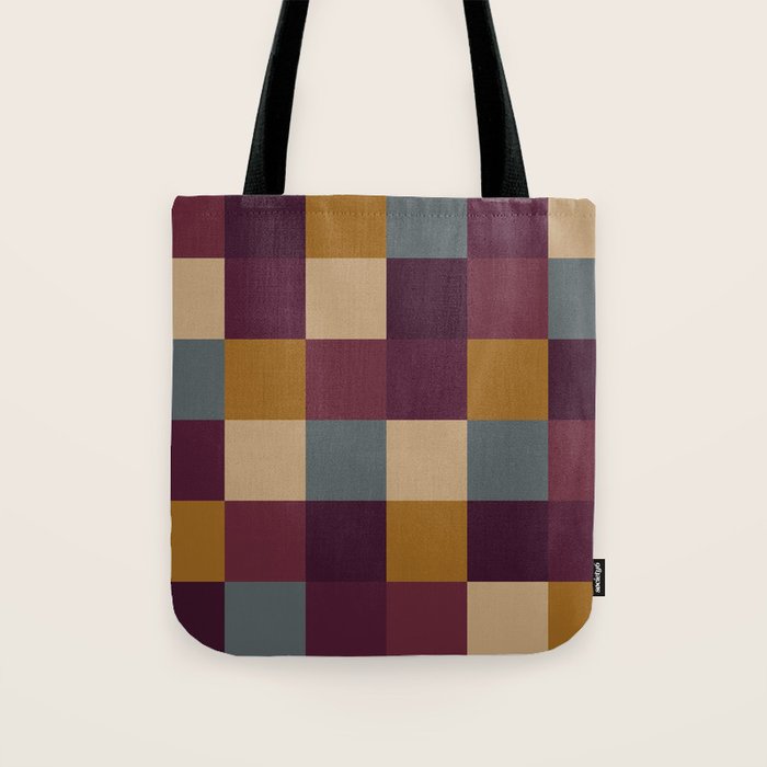 Bold Autumn Checks Pattern - Large XIII Tote Bag Gallery Image 1