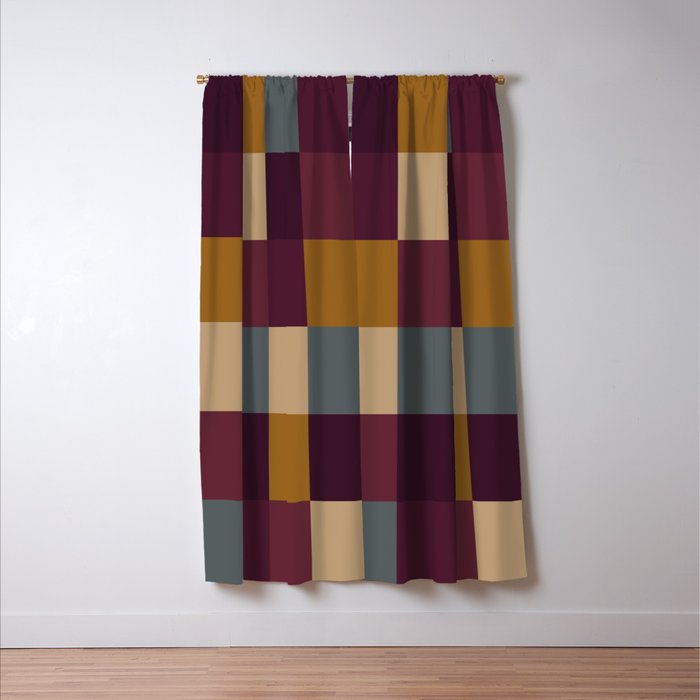 Bold Autumn Checks Pattern - Large XIII Window Curtain Gallery Image 3