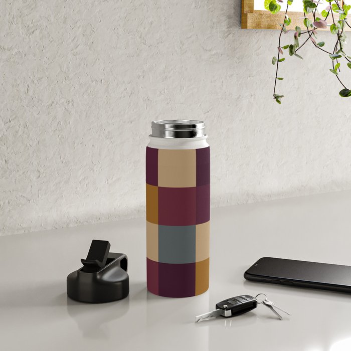 Bold Autumn Checks Pattern - Large XIII Water Bottle Gallery Image 4