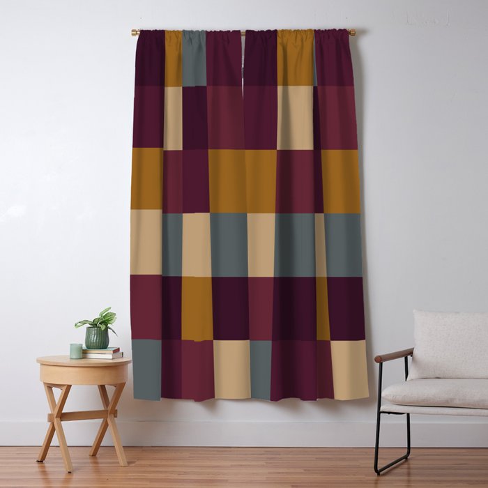 Bold Autumn Checks Pattern - Large XIII Window Curtain Gallery Image 5