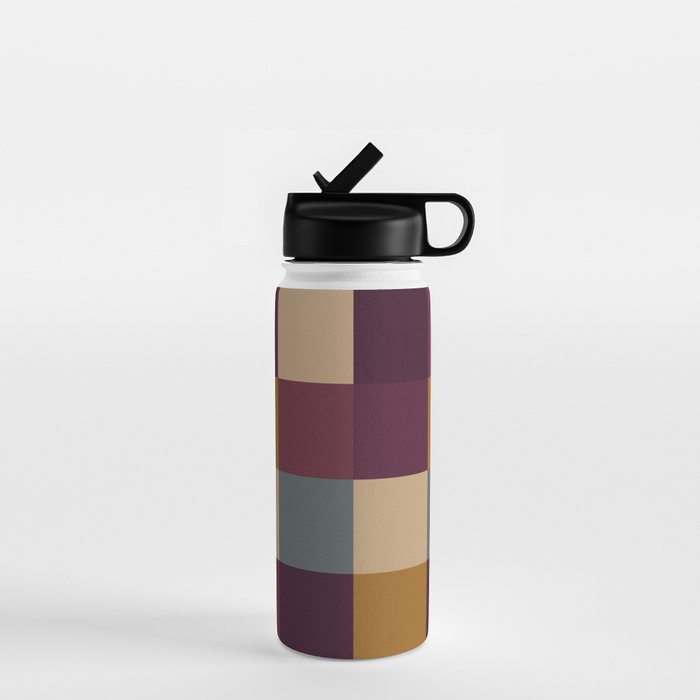 Bold Autumn Checks Pattern - Large XIII Water Bottle Gallery Image 1