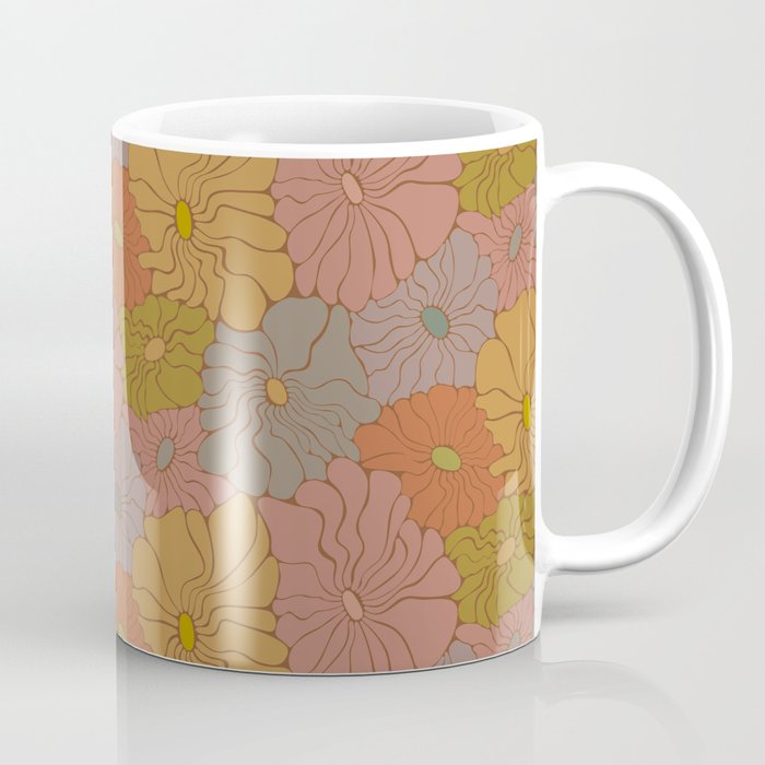 Exotic Groovy Flowers - Earthy Neutral Boho Garden Coffee Mug Gallery Image 1