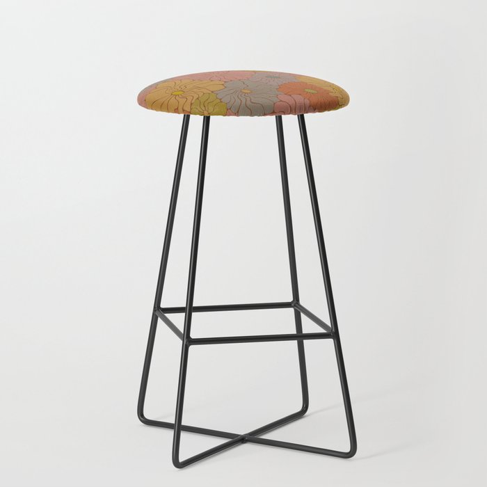 Exotic Groovy Flowers - Earthy Neutral Boho Garden Stool Gallery Image 1