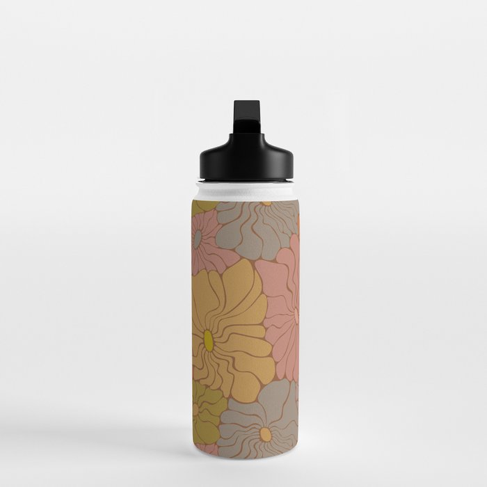 Exotic Groovy Flowers - Earthy Neutral Boho Garden Water Bottle Gallery Image 3