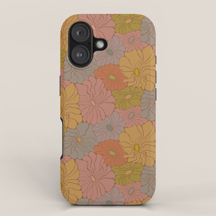Exotic Groovy Flowers - Earthy Neutral Boho Garden iPhone Case Gallery Image 1