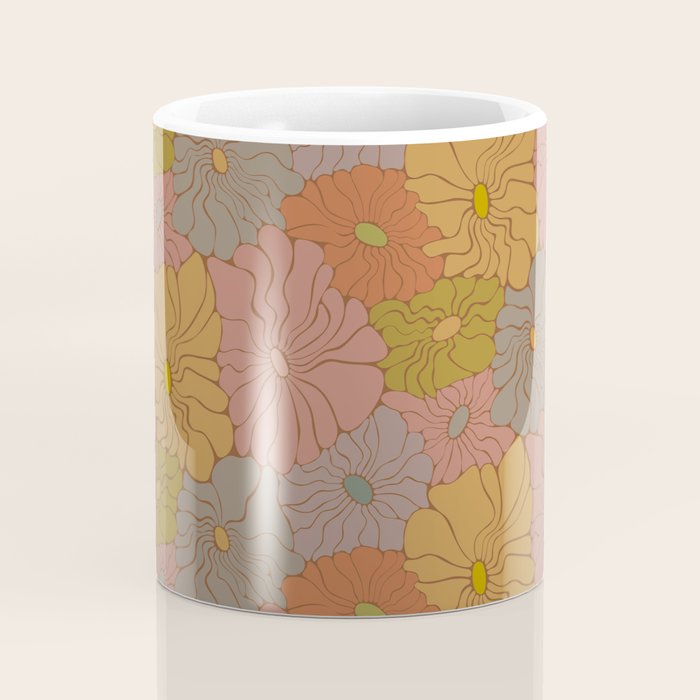 Exotic Groovy Flowers - Earthy Neutral Boho Garden Coffee Mug Gallery Image 4