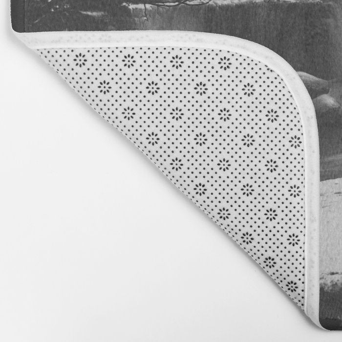 Niagara Falls, dark winter night after snowfall black and white photograph  by Alexander Henderson Bath Mat Gallery Image 2