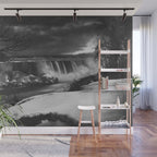 Niagara Falls, dark winter night after snowfall black and white photograph  by Alexander Henderson Wall Mural Gallery Image 1