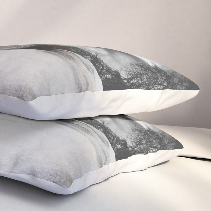 Niagara Falls, dark winter night after snowfall black and white photograph  by Alexander Henderson Pillow Sham Gallery Image 3