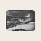 Niagara Falls, dark winter night after snowfall black and white photograph  by Alexander Henderson Bath Mat Gallery Image 1