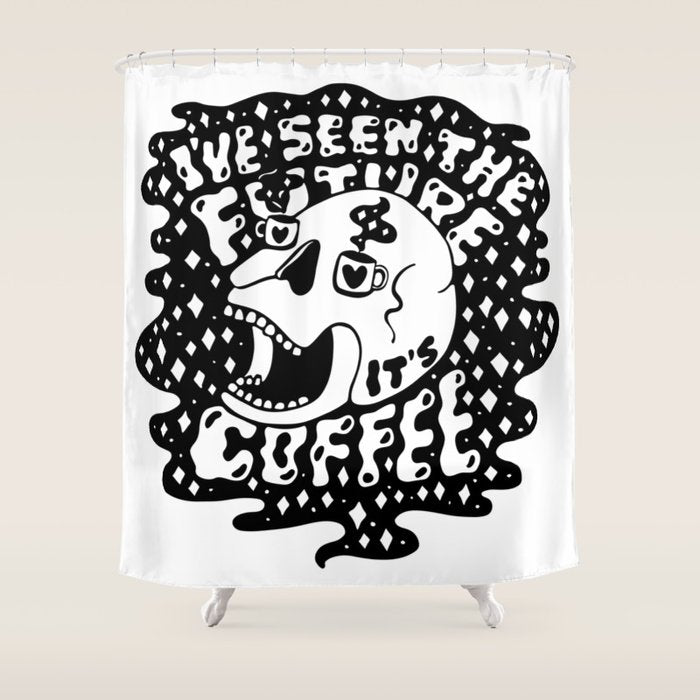 The Future is Coffee Shower Curtain Gallery Image 1