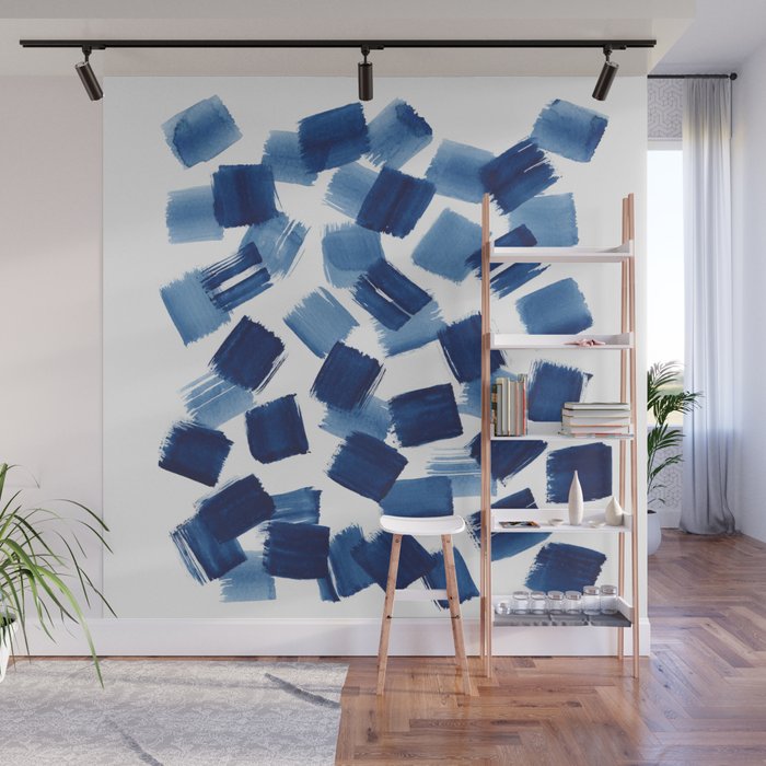 Indigo Brush Strokes | No.1 Wall Mural Gallery Image 1