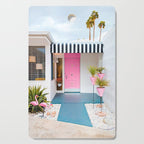 Cute Pink Door with Yard Flamingos in Palm Springs Cutting Board Gallery Image 1