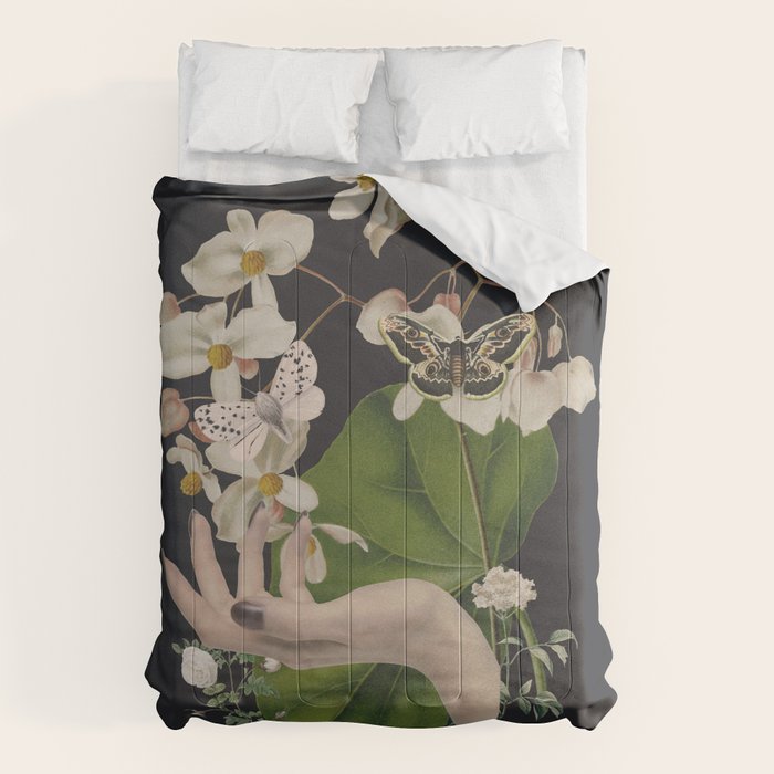 Minimal Collage/ Hand, Plants and Butterflies 6 Comforter Gallery Image 6